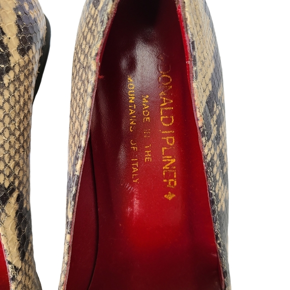 Donald J Pliner  Made in Italy Size 10 Leather Snakeskin Print Shoes - Picture 6 of 7